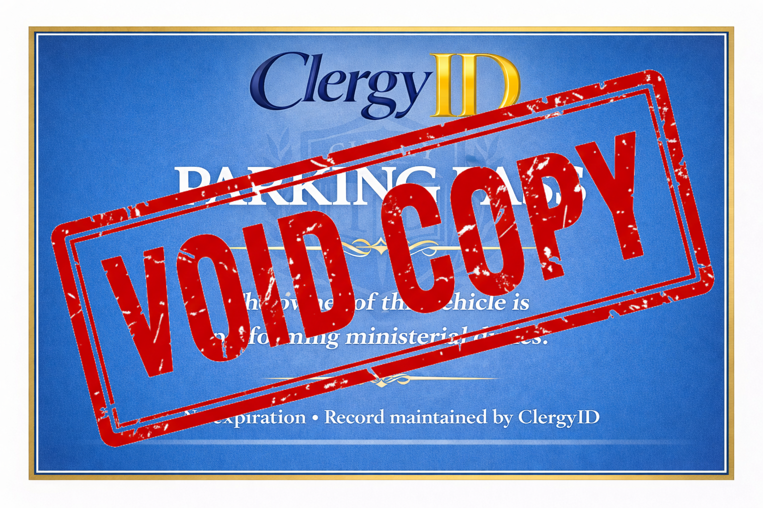ClergyID Parking Pass (English)