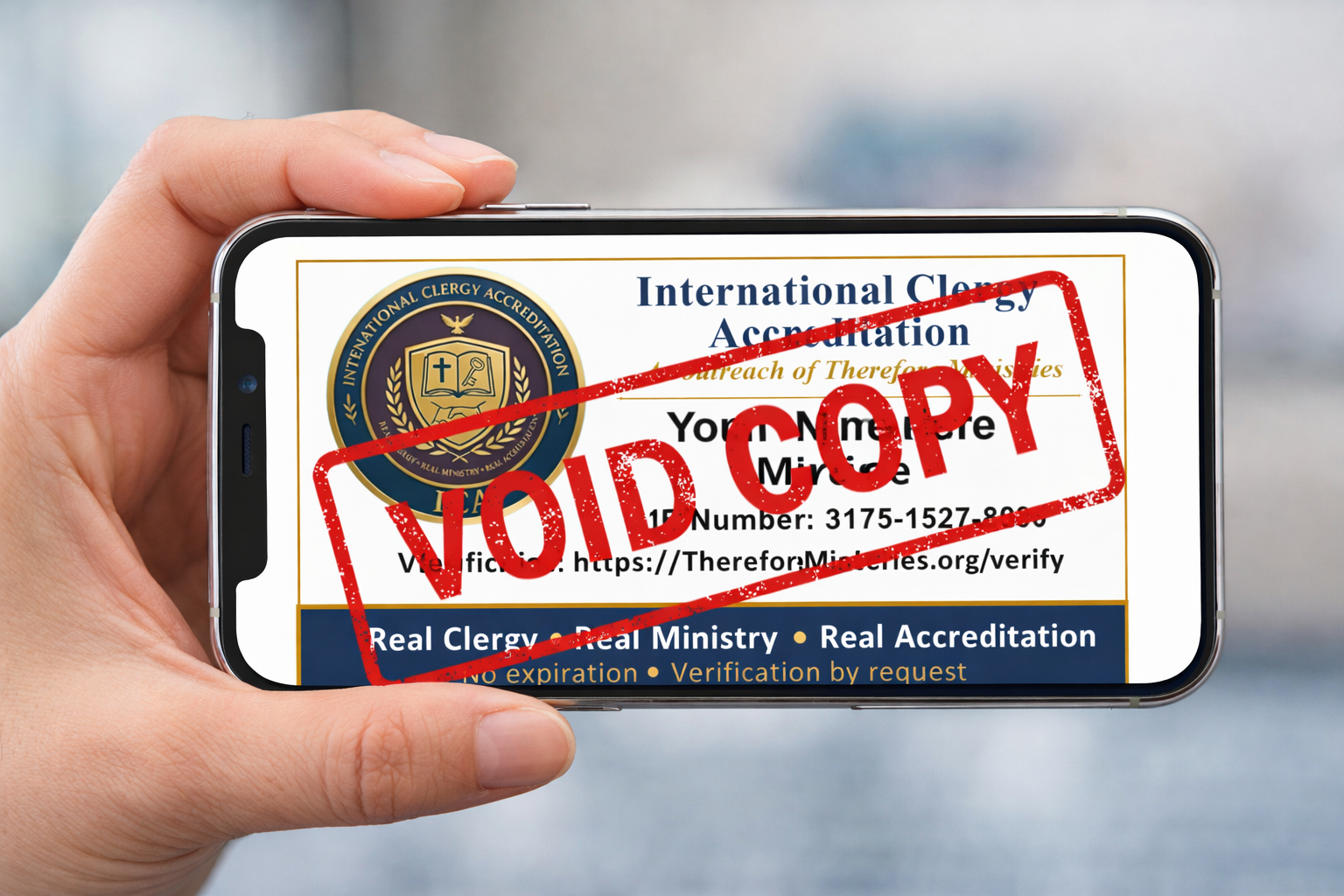 Digital Clergy ID on phone